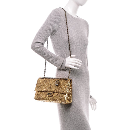 Chanel Buffalo Leather Hand Painted Lace 2.55 Reissue 226 Flap Gold 2 of 7