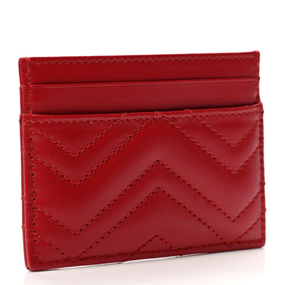 Gucci Calfskin Matelasse GG Marmont Card Holder Hibiscus Red 2 of 5