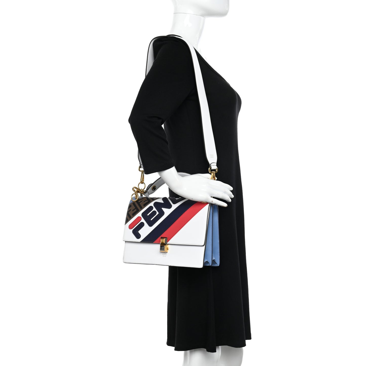 X FILA Vitello Liberty Mania Bi-Color FF 1974 Embossed Kan I Shoulder Bag White Nebula Multicolor