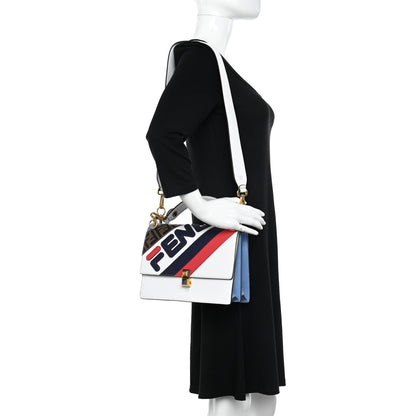 Fendi X FILA Vitello Liberty Mania Bi-Color FF 1974 Embossed Kan I Shoulder Bag White Nebula Multicolor 2 of 13