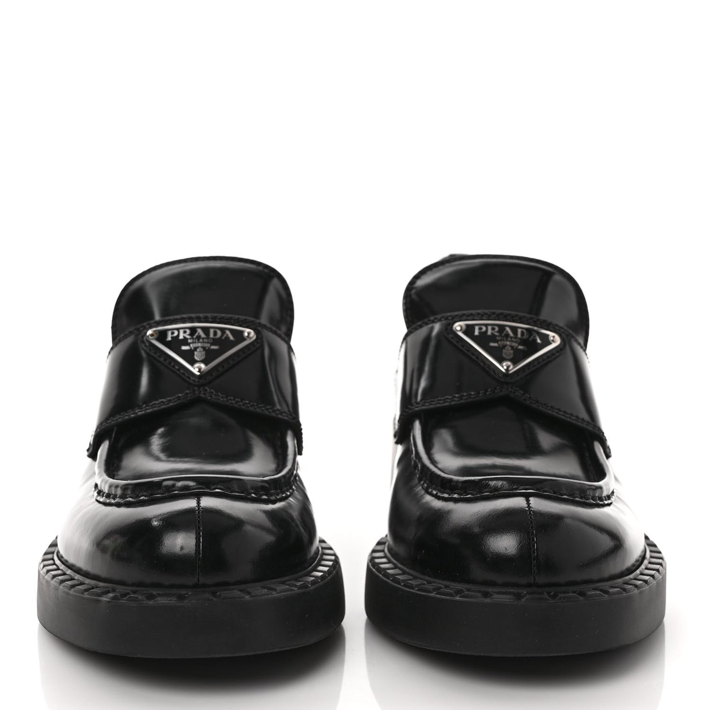 Spazzolato Metal Triangle Logo 50mm Loafers 37 Black