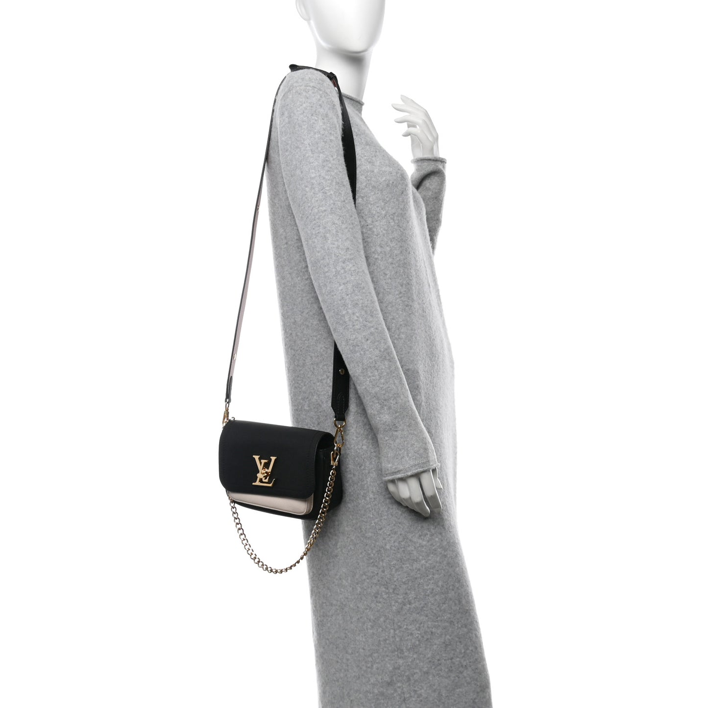 Grained Calfskin Lockme Tender Black