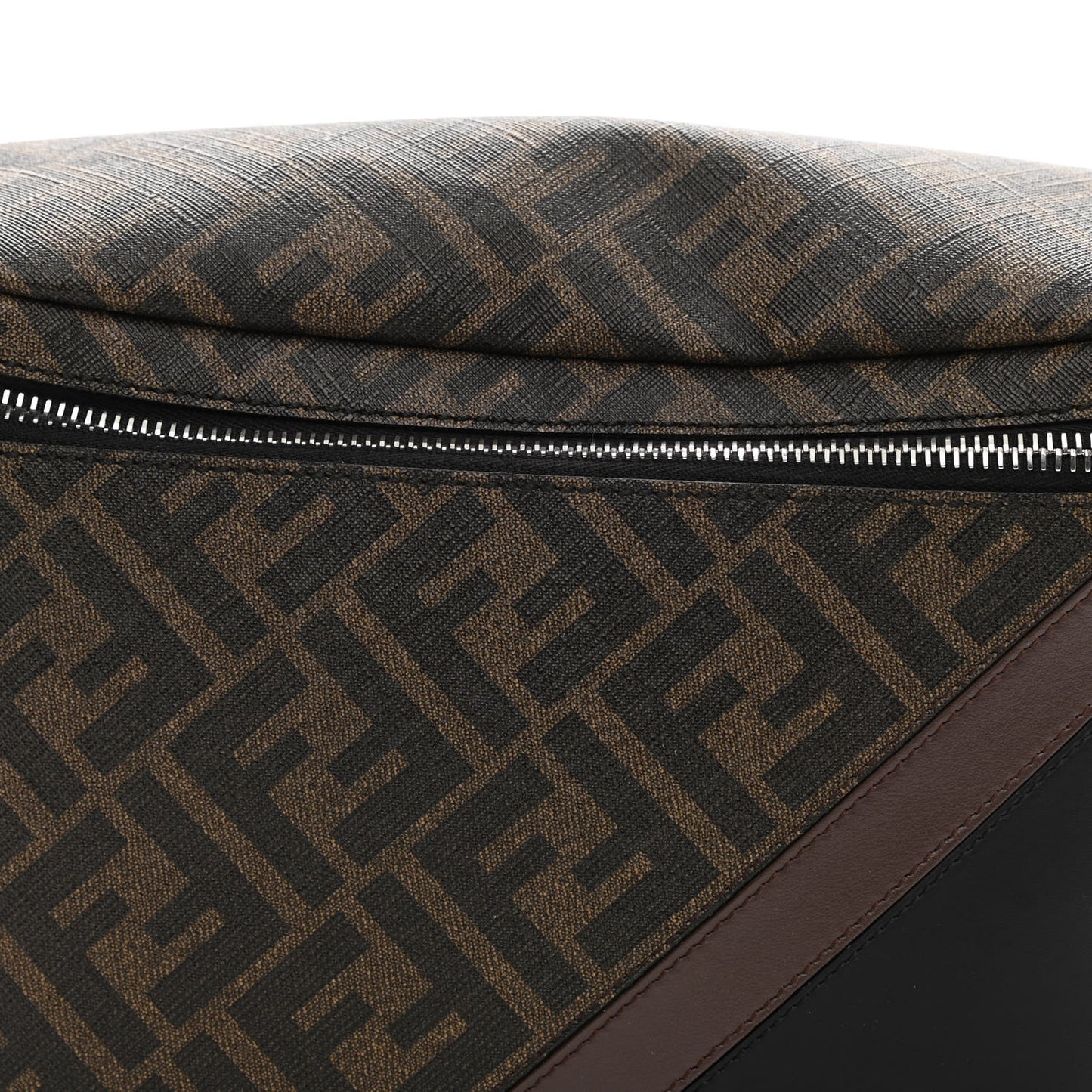 Glazed Fabric Vitello Liberty FF 1974 Diagonal Belt Bag Tobacco Moresco Black