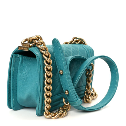 Chanel Caviar Quilted Small Boy Flap Turquoise 3 of 10
