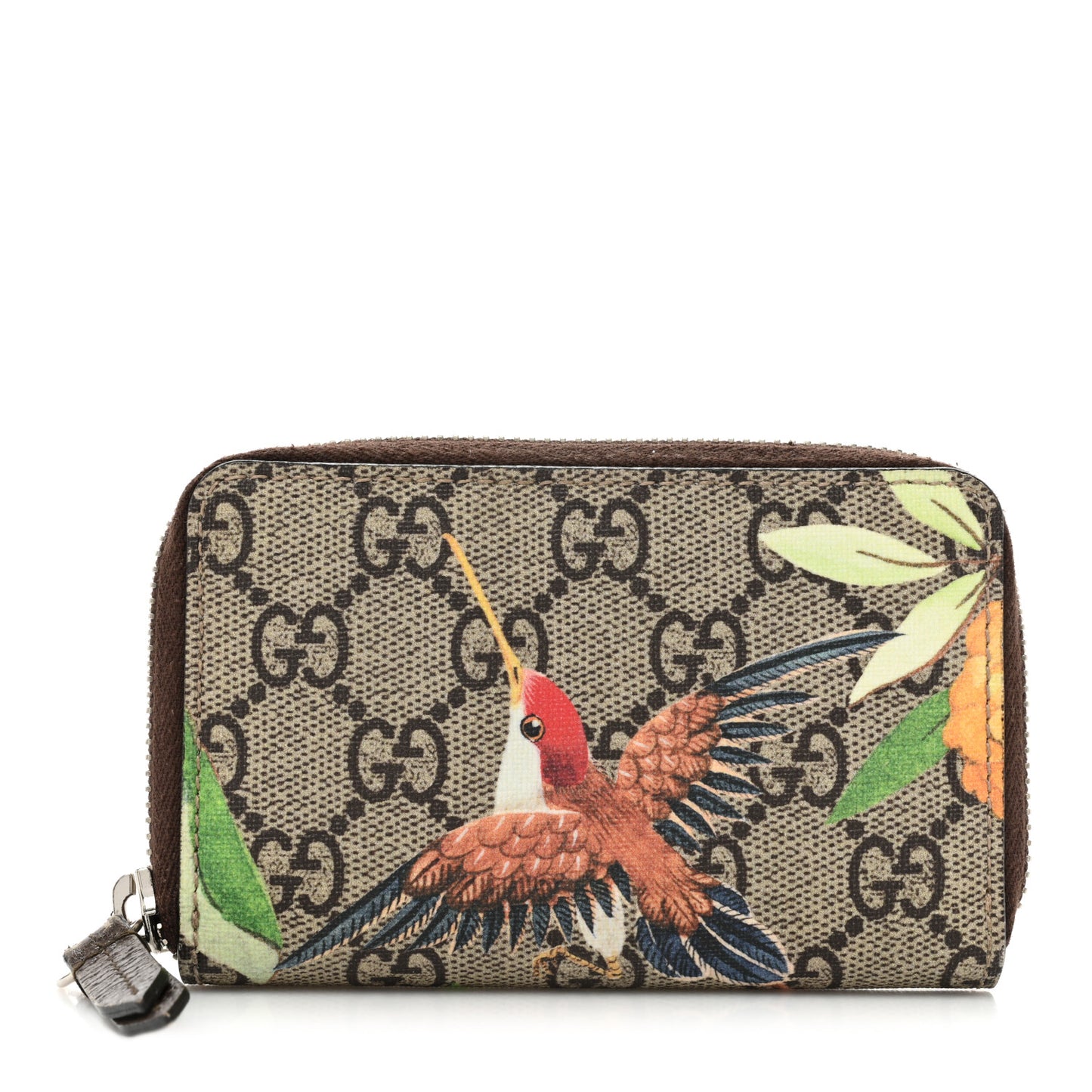 GG Supreme Monogram Tian Zip Around Card Case Wallet Beige Multicolor New Acero