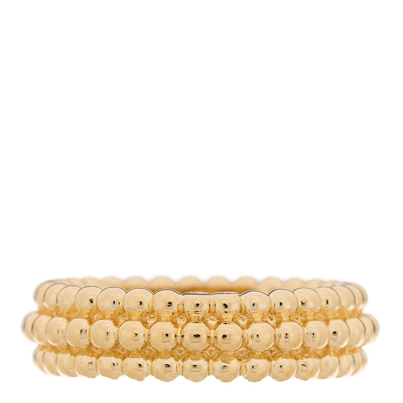 18K Yellow Gold Perlee Pearls of Gold 3 Row Ring 50 5.25