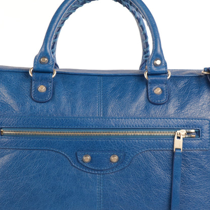 Balenciaga Agneau Mini Folder Strap Document Bag Bleu Lazuli 9 of 9