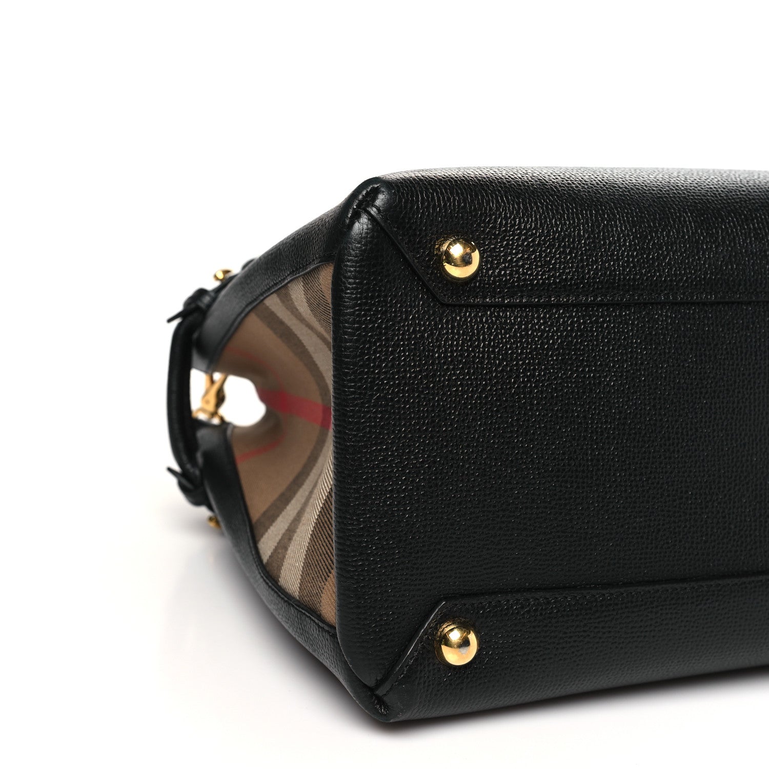 Burberry Derby Calfskin House Check Medium Banner Tote Black 7 of 8
