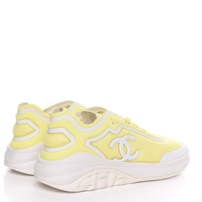 Chanel Calfskin Mesh Lycra Logo Sneakers 41 Yellow 4 of 8