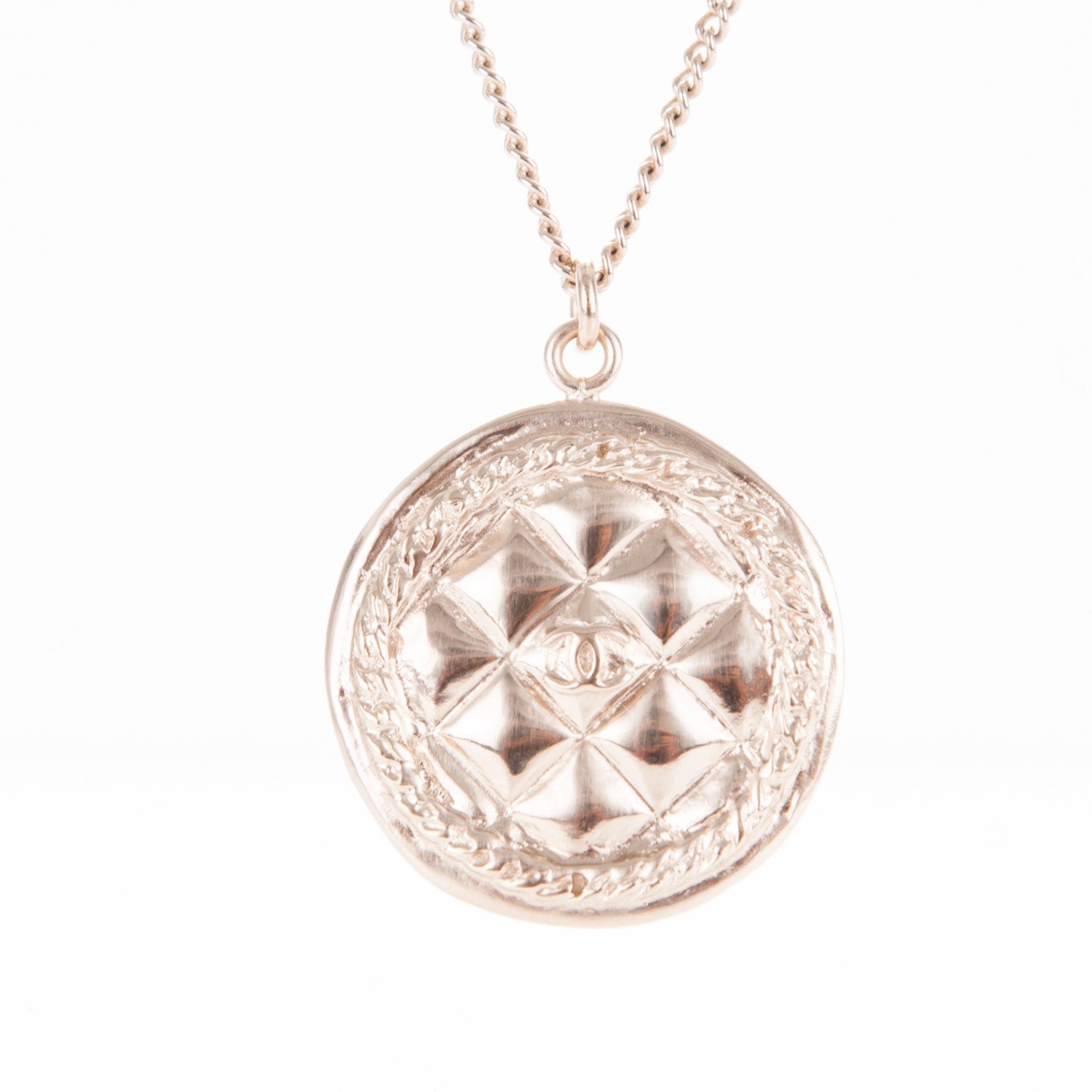 Chanel Quilted CC Pendant Necklace Gold 4 of 5