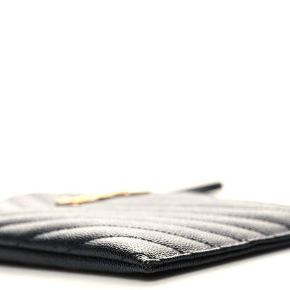 Saint Laurent Grain De Poudre Chevron Monogram Large Bill Pouch Black 10 of 11