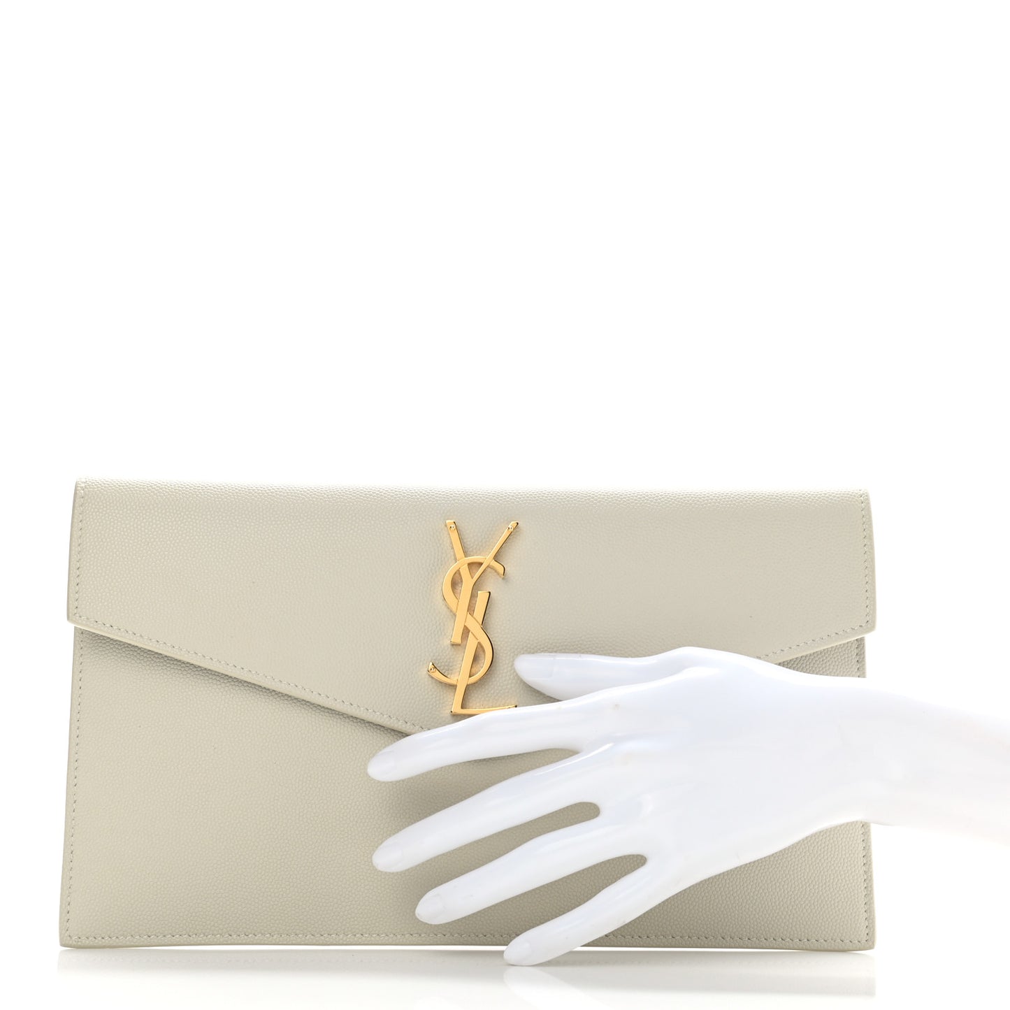 Smooth Shiny Calfskin Medium Uptown Pouch Crema Soft