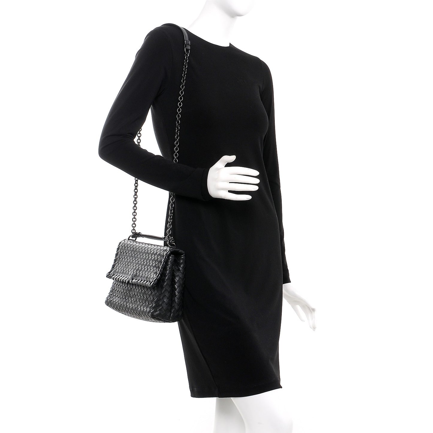 Nappa Intrecciato Small Olimpia Shoulder Bag Black