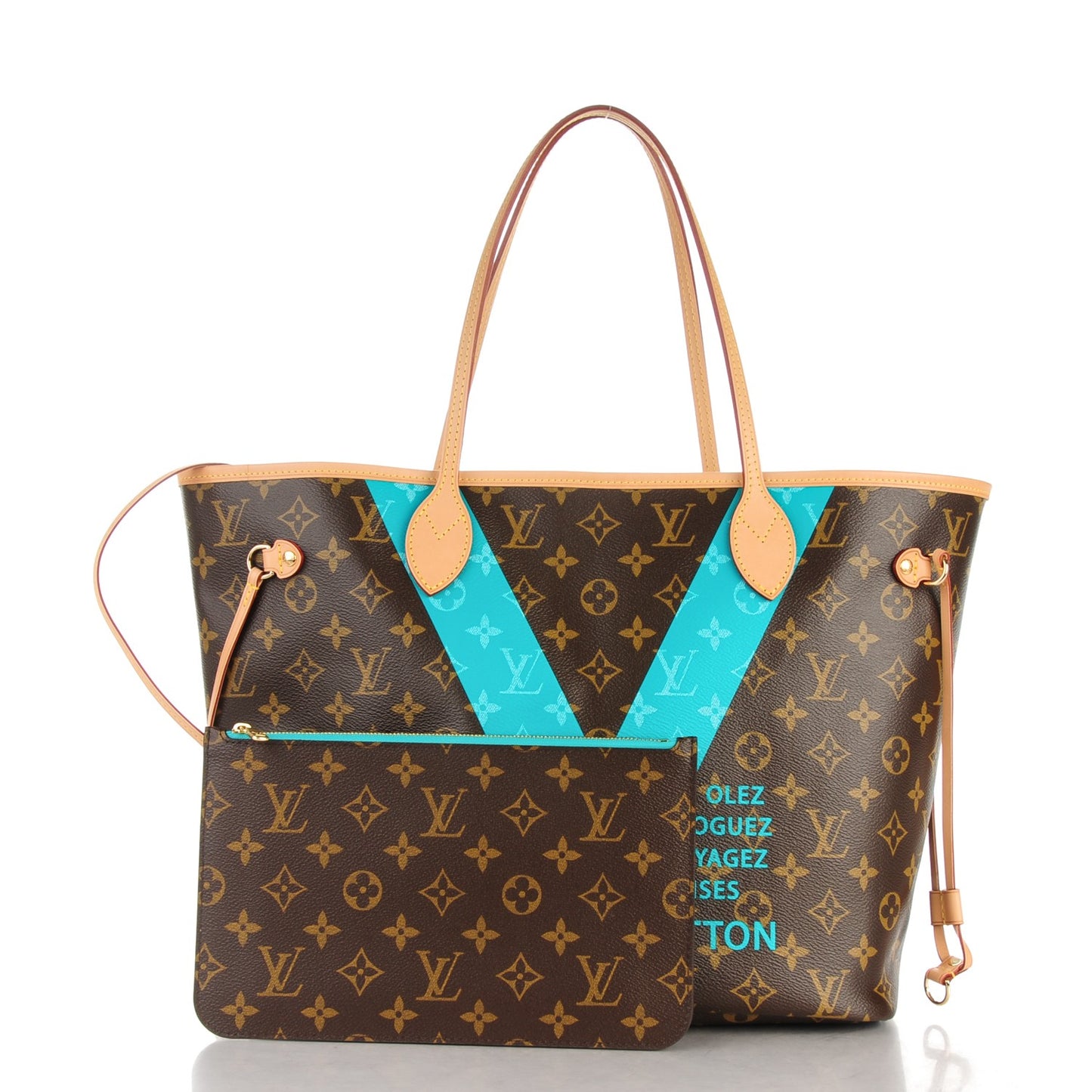 Monogram V Neverfull MM Turquoise