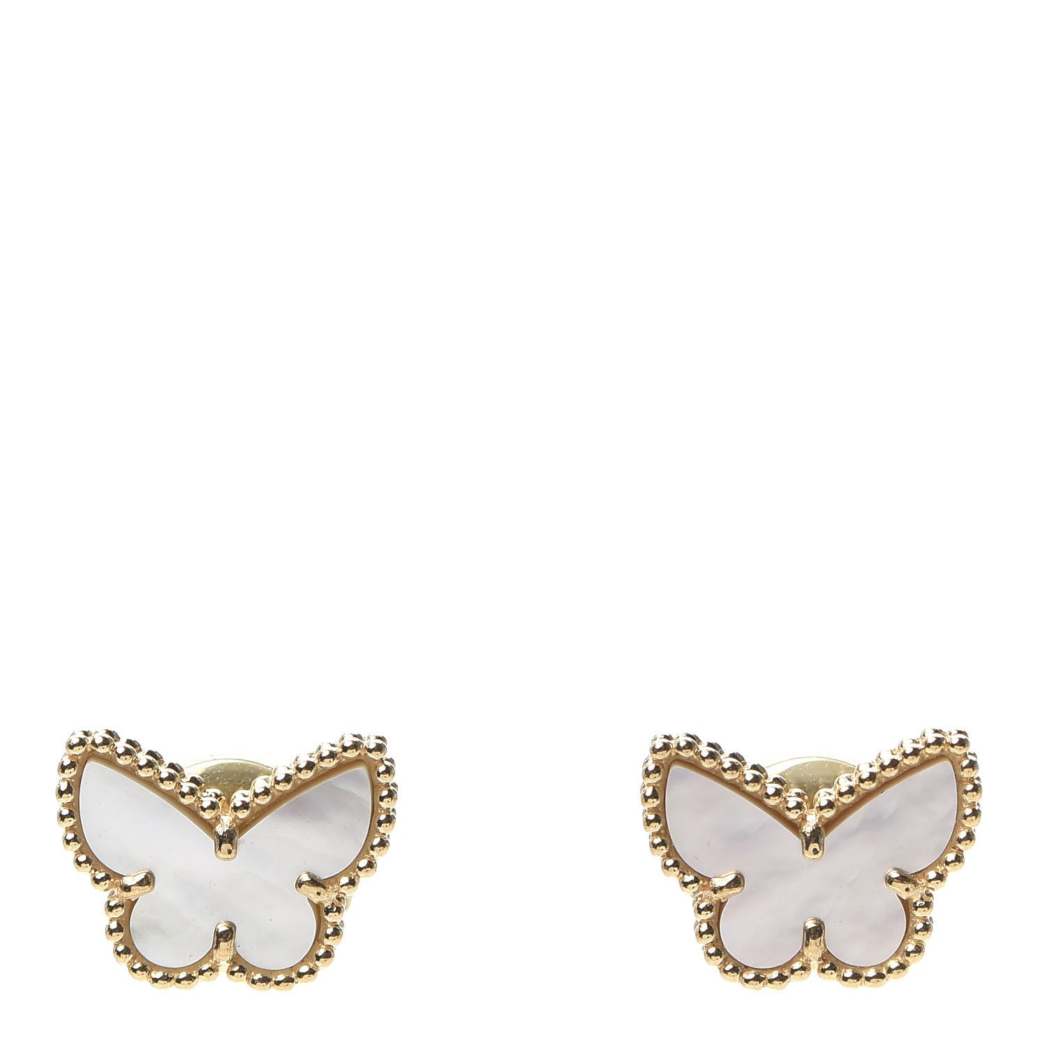 Van Cleef & Arpels 18K Yellow Gold Mother of Pearl Sweet Alhambra Butterfly Earrings 1 of 5