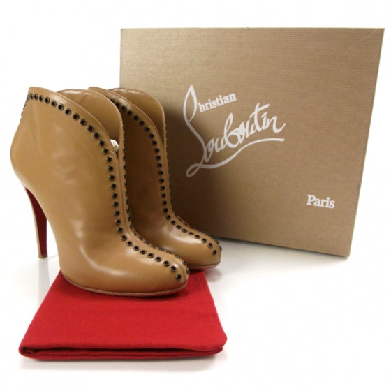 Christian Louboutin Leather Catch Me 100 Booties 38.5 Camel 4 of 7