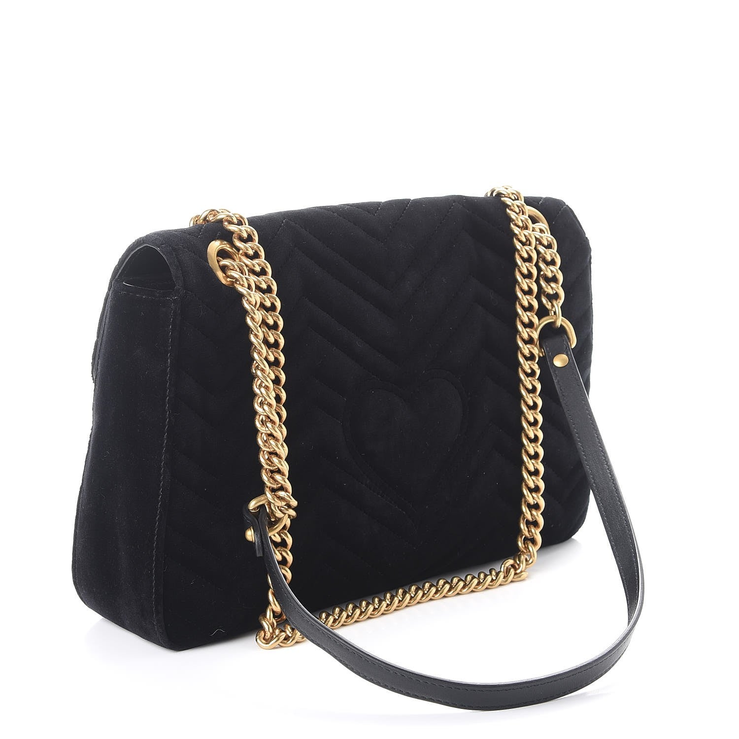 Gucci Velvet Matelasse Loved Embroidered Medium GG Marmont Shoulder Bag Black 3 of 8