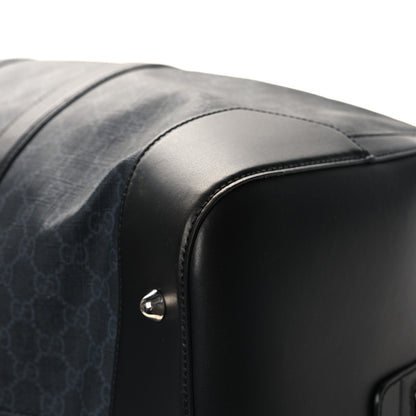 Gucci Soft GG Supreme Monogram Appia Calfskin Web Large Carry On Duffle Bag Black Grey 9 of 11