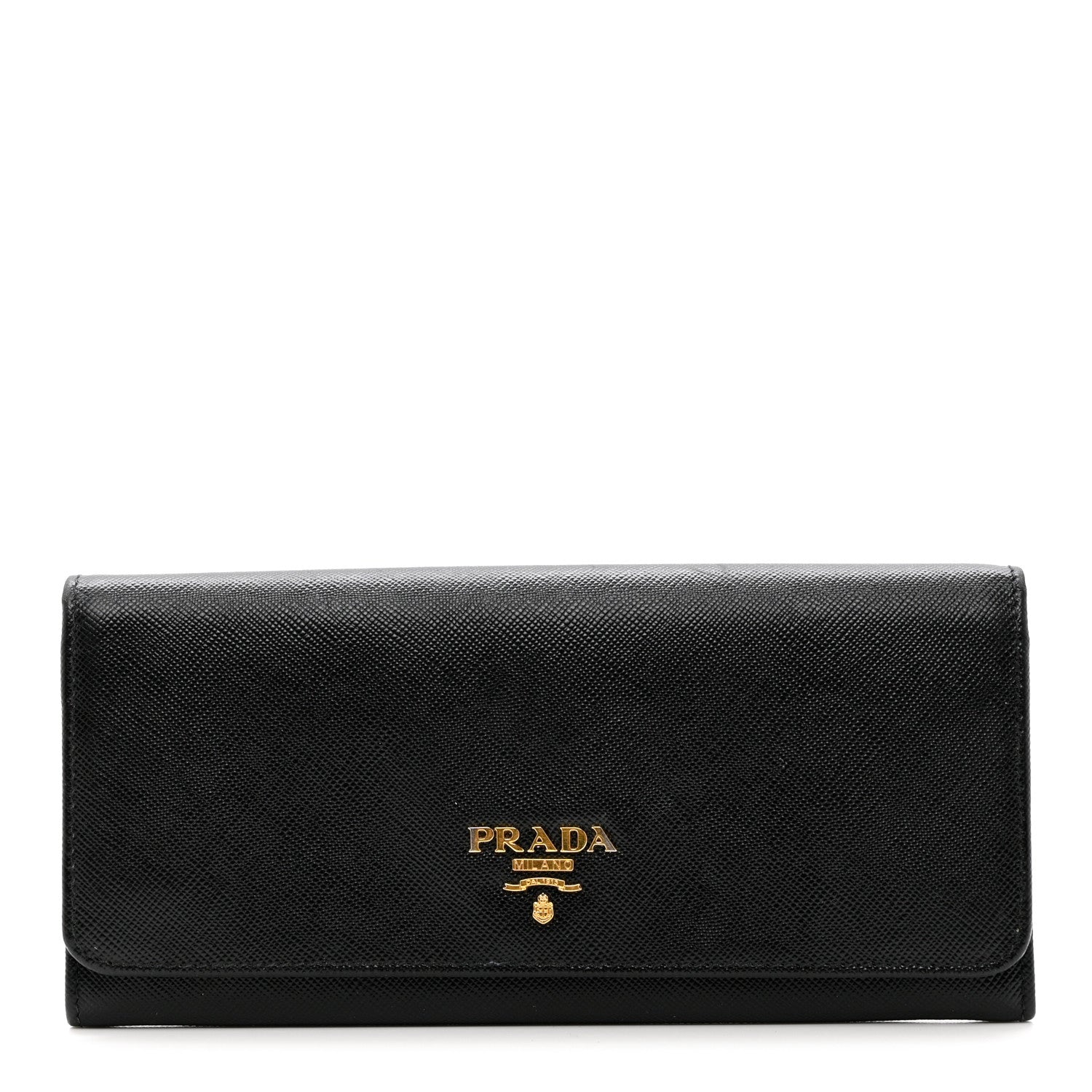 Prada Saffiano Metal Continental Flap Wallet Black 1 of 7