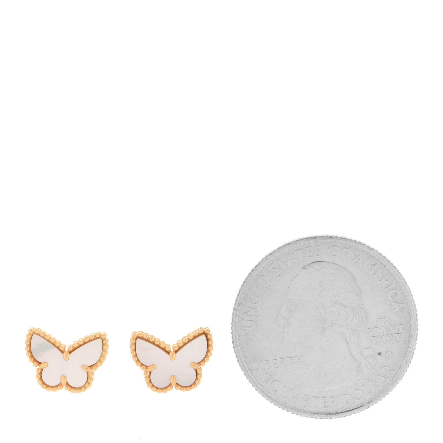 Van Cleef & Arpels 18K Yellow Gold Mother of Pearl Sweet Alhambra Butterfly Earrings 2 of 5