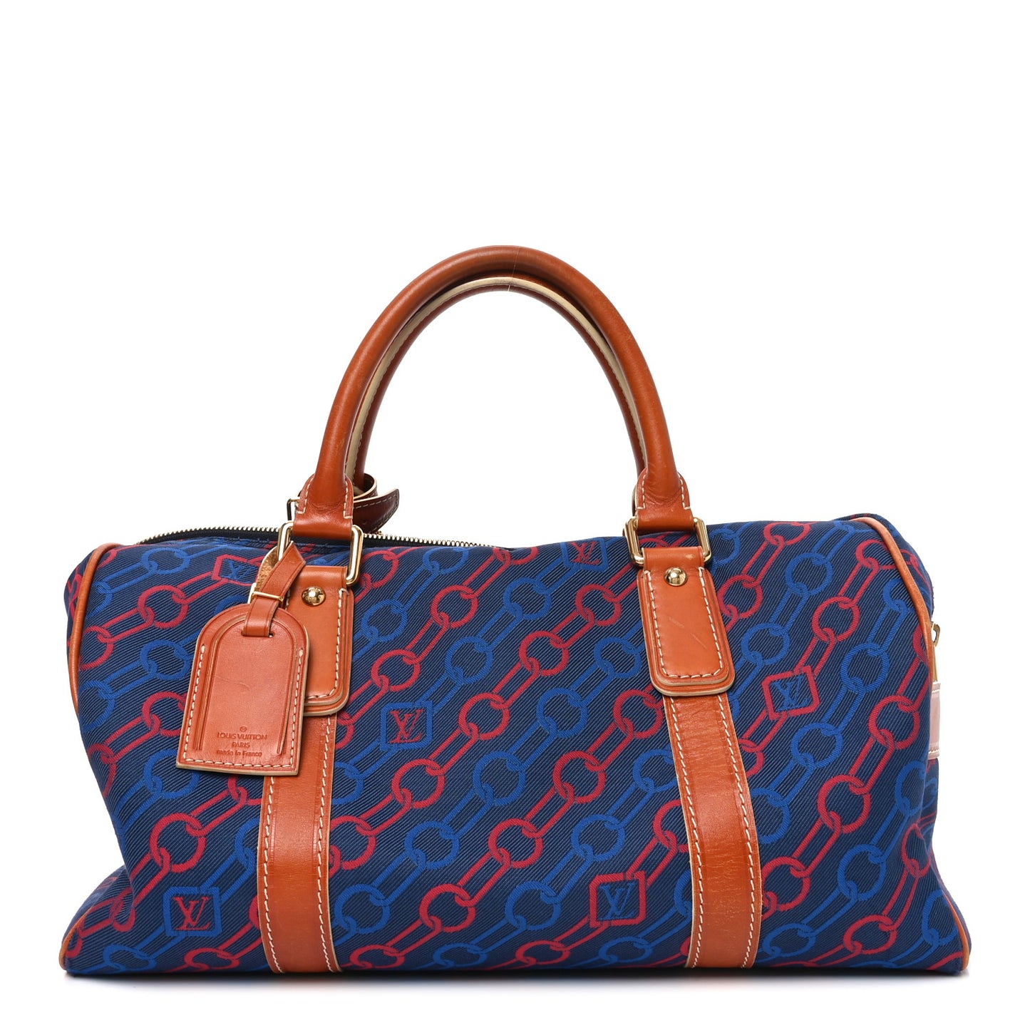 Calfskin Canvas Ouvea Keepall 40  Blue Red