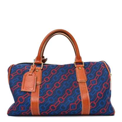 Louis Vuitton Calfskin Canvas Ouvea Keepall 40  Blue Red 1 of 9