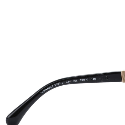 Chanel Crystal Baguette Polarized Cat Eye Bijou Sunglasses 5307-B Black 4 of 7