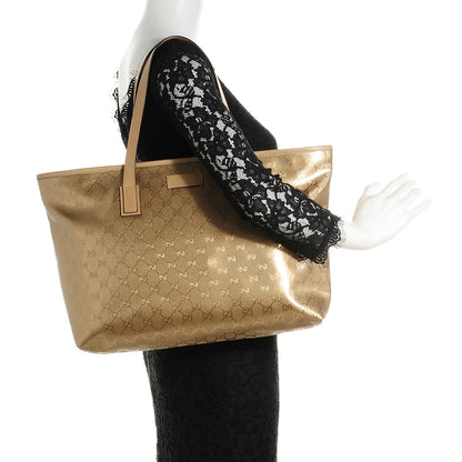 Gucci Imprime Monogram Medium Zippered Shopping Tote Champagne 2 of 8