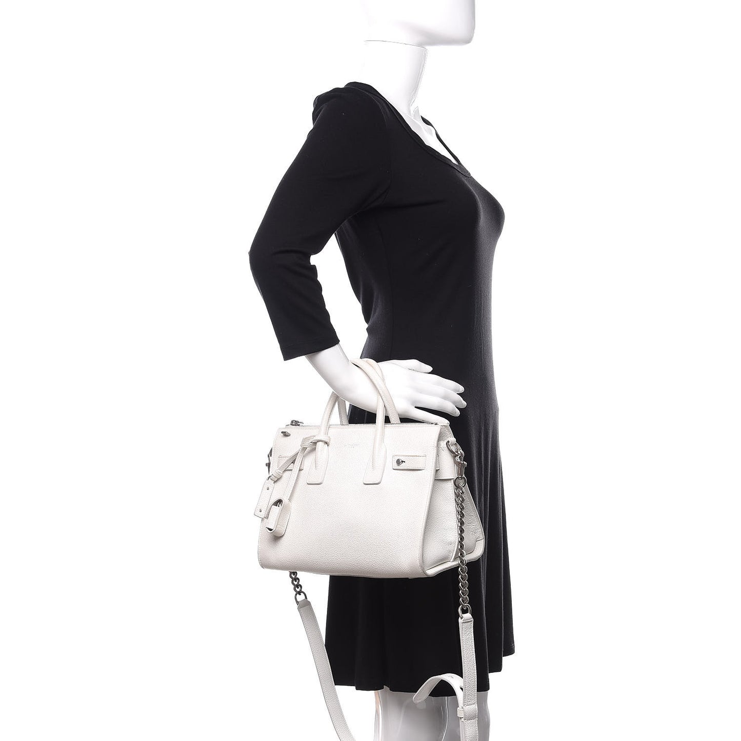 Grained Calfskin Baby Supple Sac De Jour White