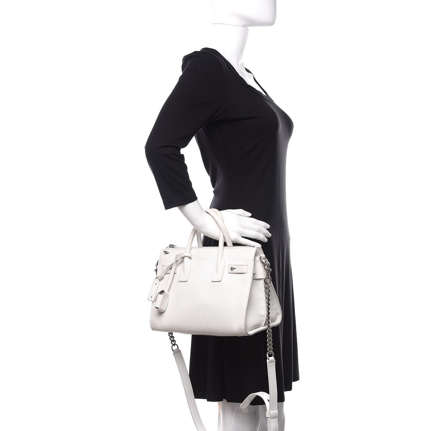 Saint Laurent Grained Calfskin Baby Supple Sac De Jour White 3 of 22