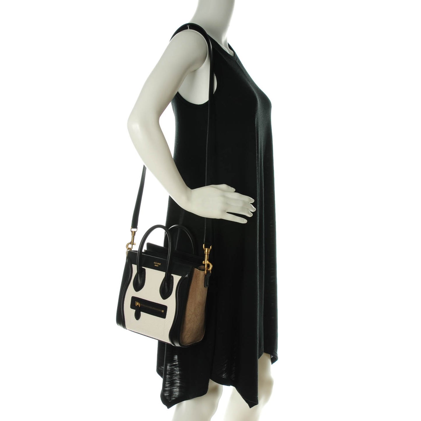 Bullhide Calfskin Suede Nano Tri-Color Luggage White