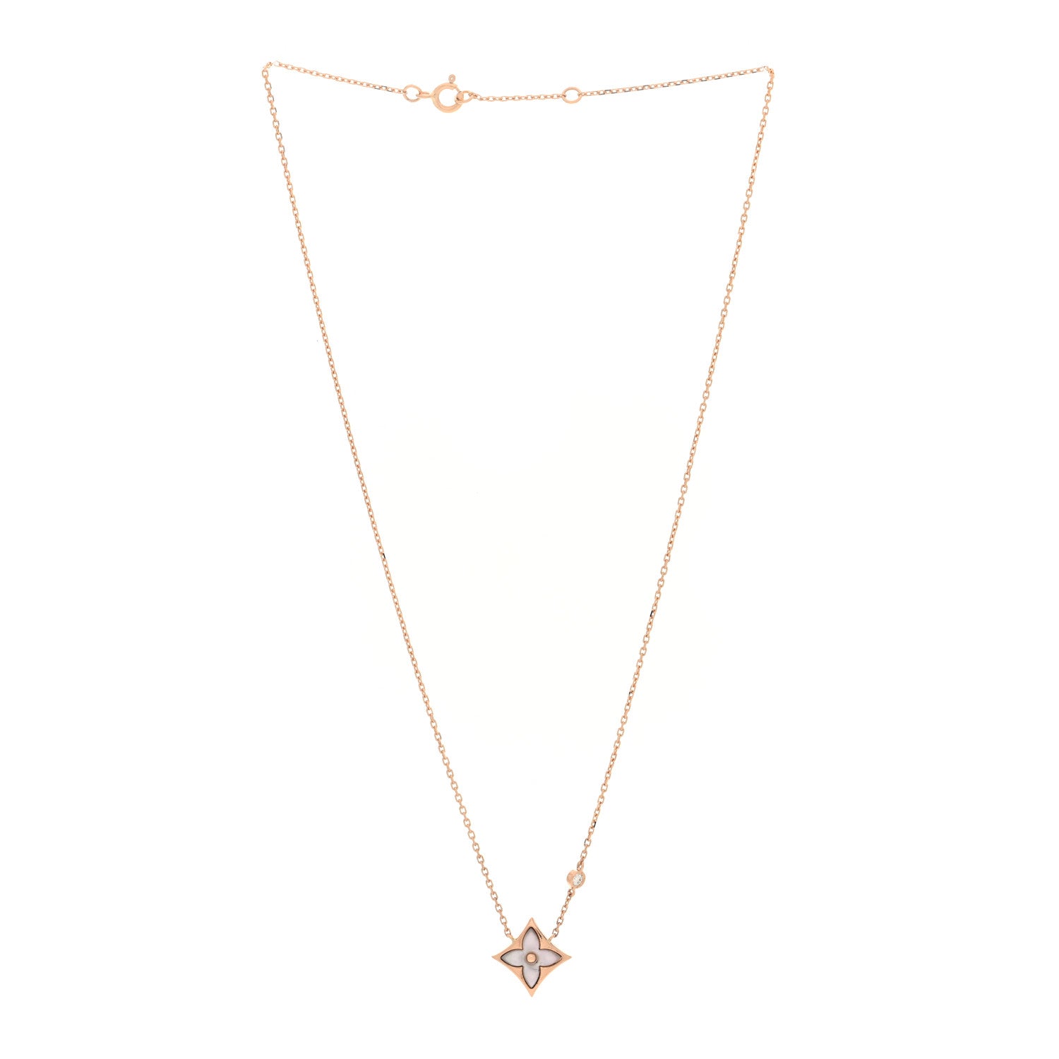 Louis Vuitton 18K Pink Gold Diamond Pink Mother of Pearl Color Blossom BB Star Pendant Necklace 3 of 5