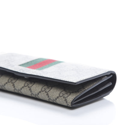 Gucci GG Supreme Monogram Selleria Calfskin Web New Web Continental Wallet Beige Ebony Cocoa 8 of 9