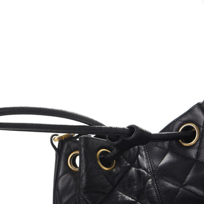 Chanel Lambskin Quilted Drawstring Bag Black 36 of 39