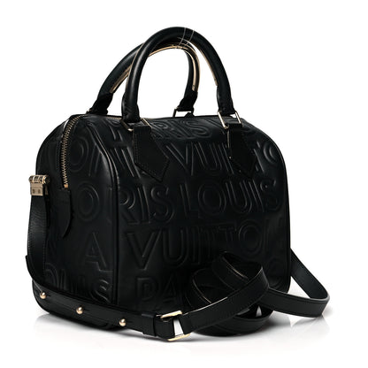 Louis Vuitton Calfskin Embossed Mini Cube Speedy Black 2 of 12