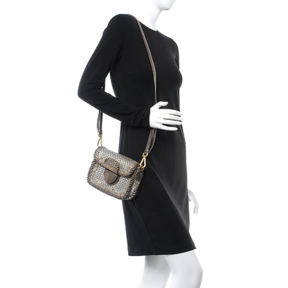 Prada Goatskin Woven Flap Crossbody Bag Argento 2 of 8