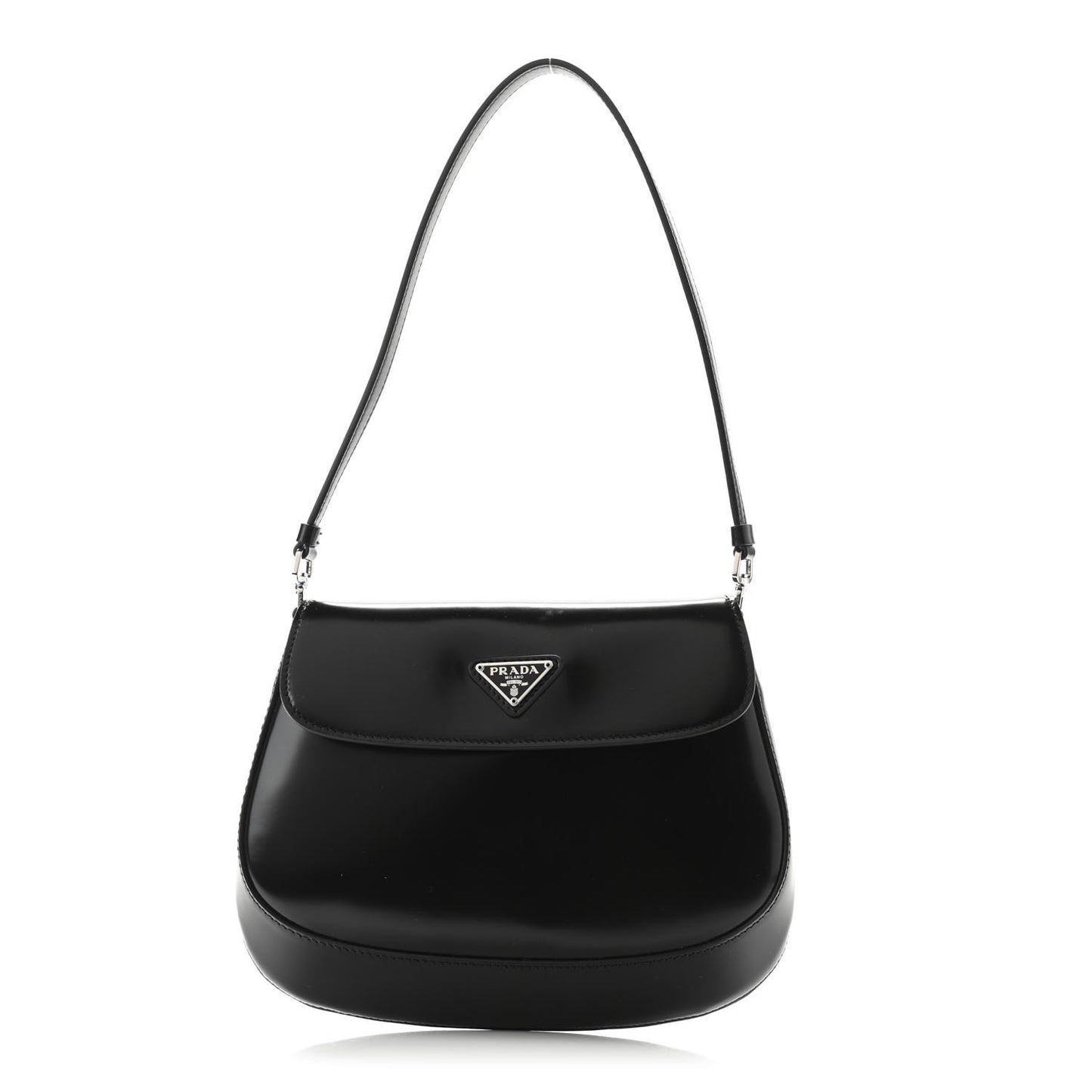Spazzolato Cleo Flap Shoulder Bag Black