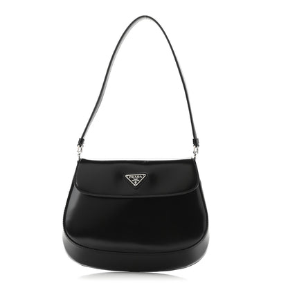 Prada Spazzolato Cleo Flap Shoulder Bag Black 1 of 12