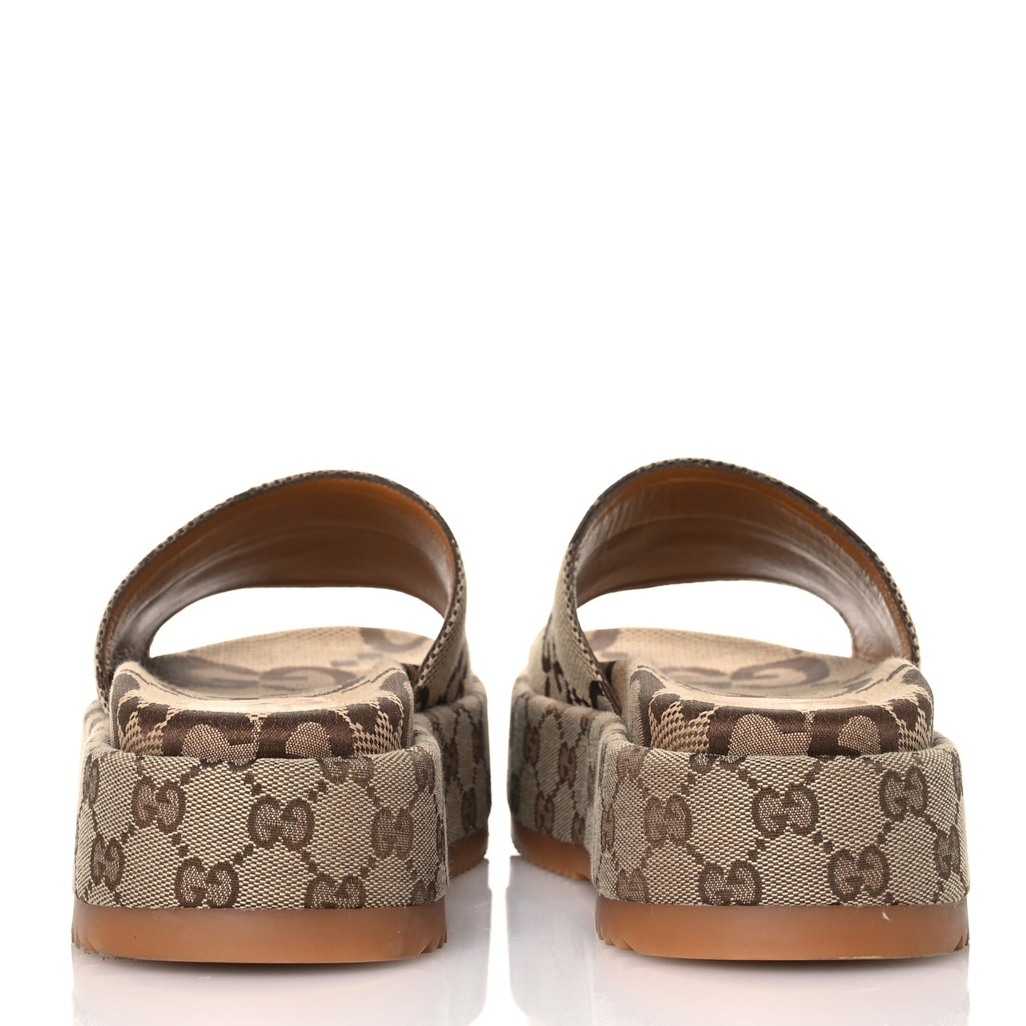 Monogram Maxi GG Angelina Platform 55mm Slide Sandals 40 Camel Ebony