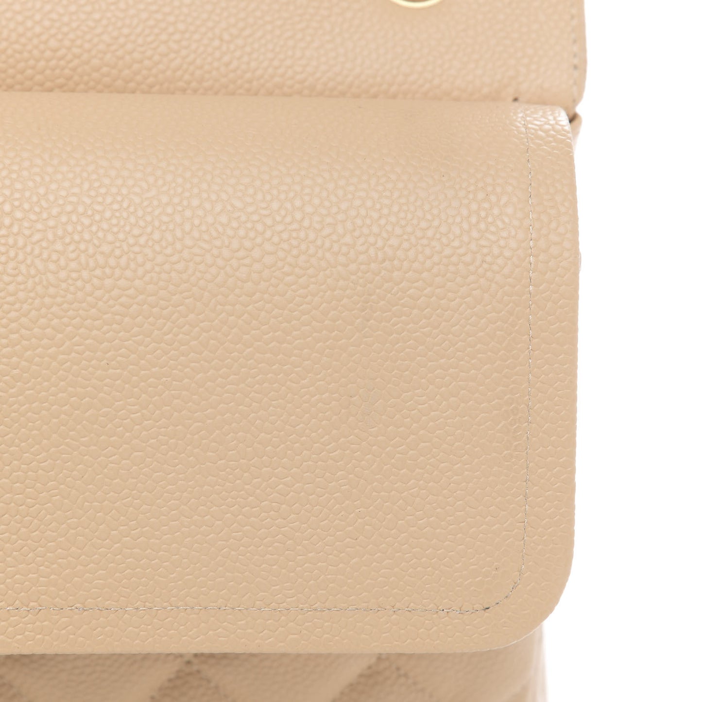 Caviar Quilted Jumbo Double Flap Light Beige