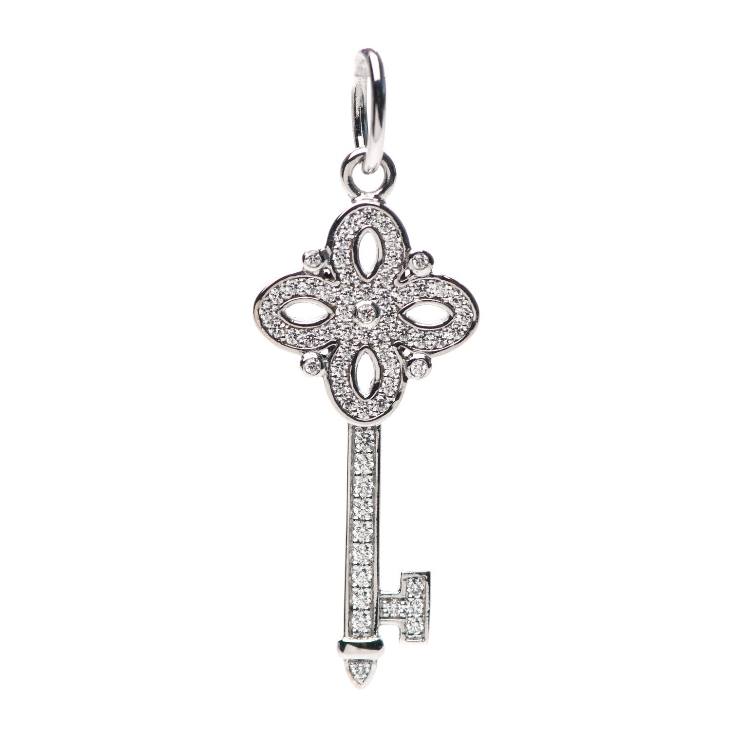 Tiffany 18K White Gold Diamond Mini Victoria Key Pendant 1 of 4