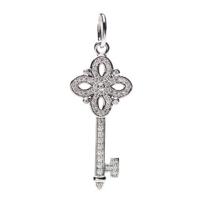 Tiffany 18K White Gold Diamond Mini Victoria Key Pendant 1 of 4