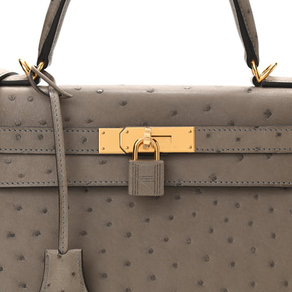 Hermes Ostrich Kelly Sellier 28 Gris Tourterelle 6 of 7