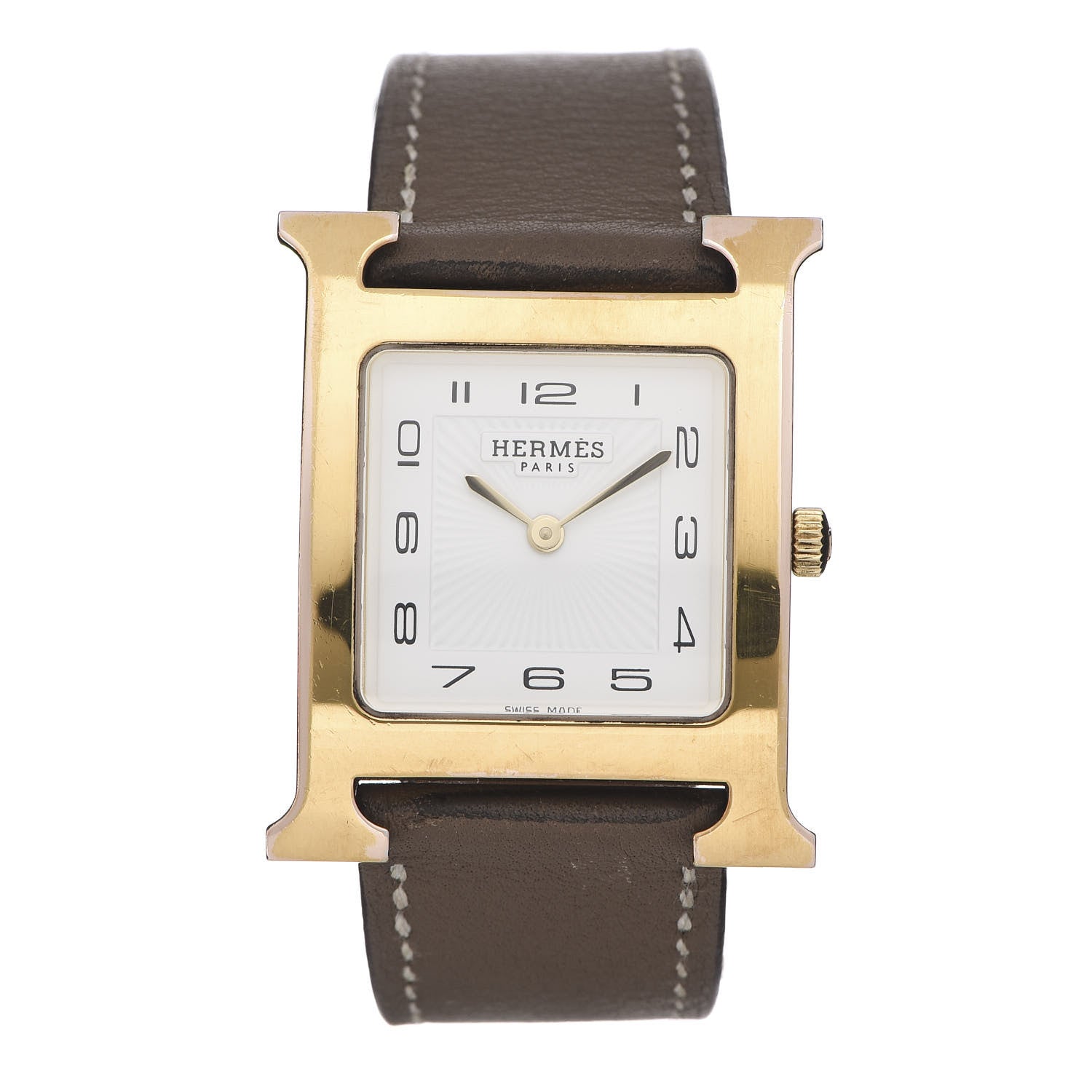 Hermes Stainless Steel Swift 26mm Heure H Hour Quartz Watch Etoupe 1 of 9