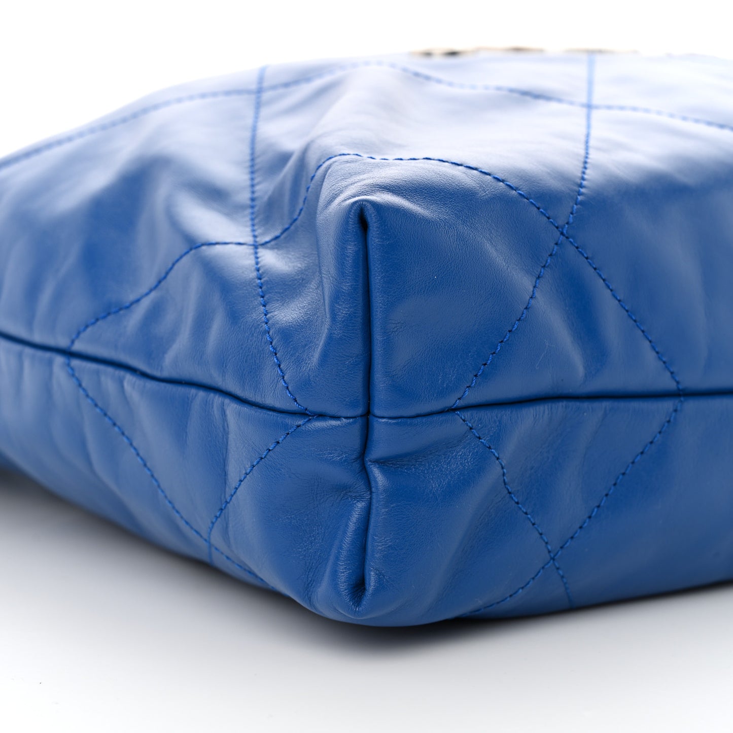 Shiny Calfskin Quilted Small Chanel 22 Dark Blue