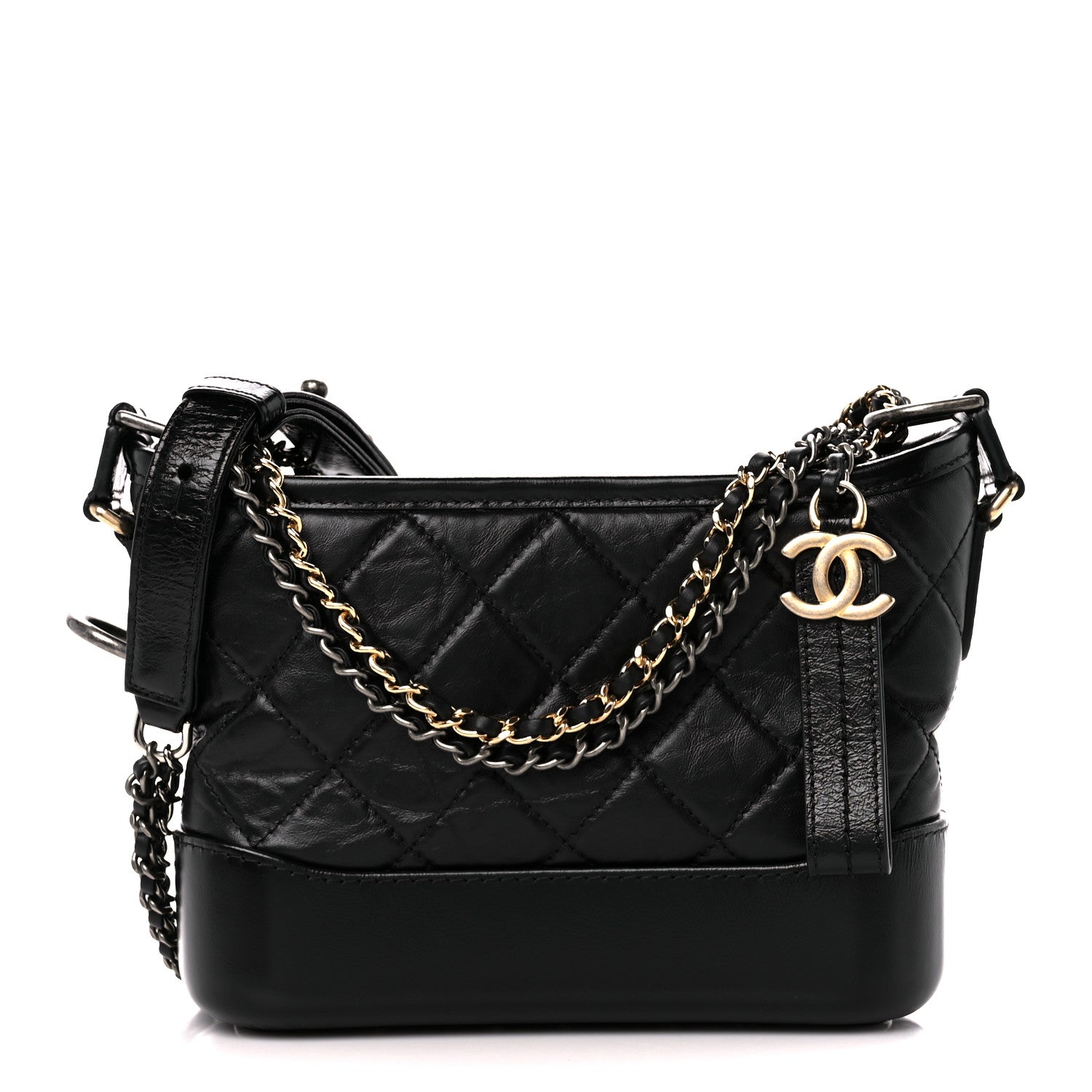 Chanel Aged Calfskin Quilted Small Gabrielle Hobo Black 1 of 12