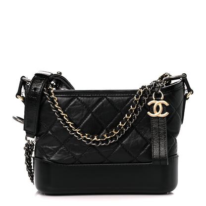 Chanel Aged Calfskin Quilted Small Gabrielle Hobo Black 1 of 12