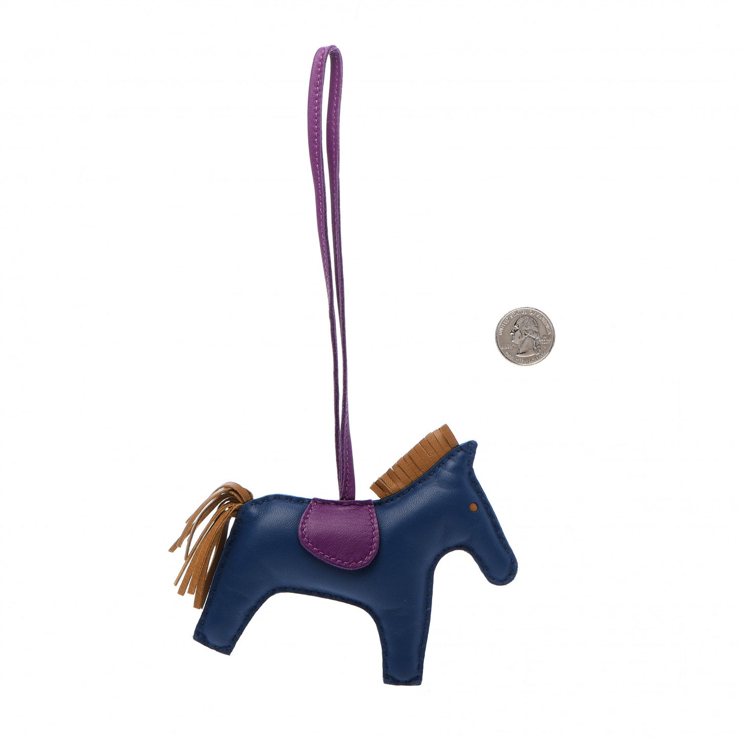 Milo Lambskin Grigri Rodeo Horse Bag Charm GM Bleu de Malte Kraft Violet