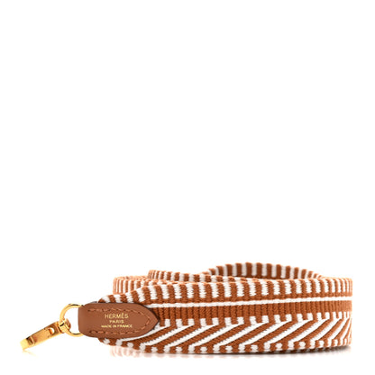 Hermes Toile Swift 25mm Sangle Cavale Shoulder Strap Ecru Beige Gold 1 of 6