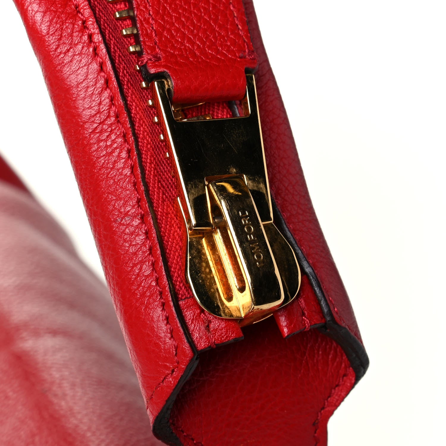 Tom Ford Pebbled Calfskin Medium Jennifer Flame Red 5 of 9